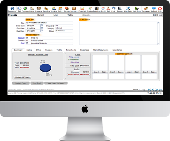 Filemaker project tracking