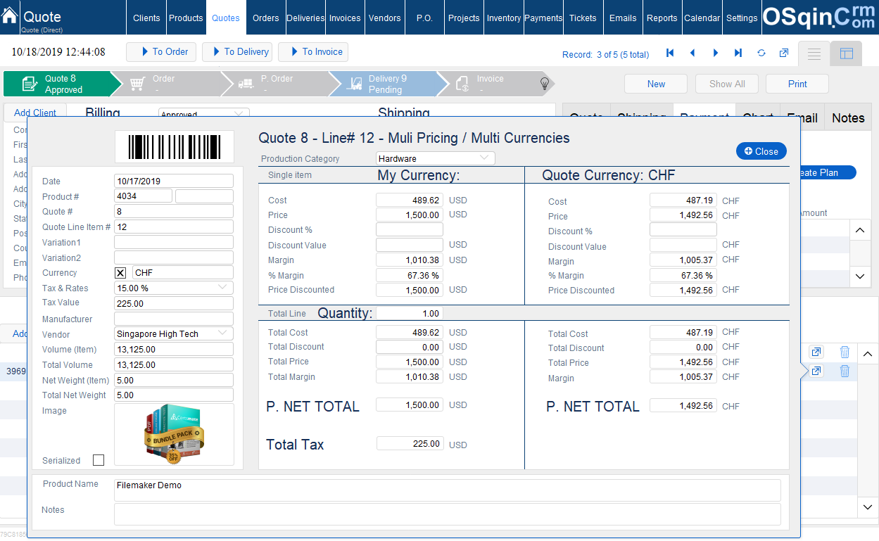 OSqin Crm Quotes Multicurrencies